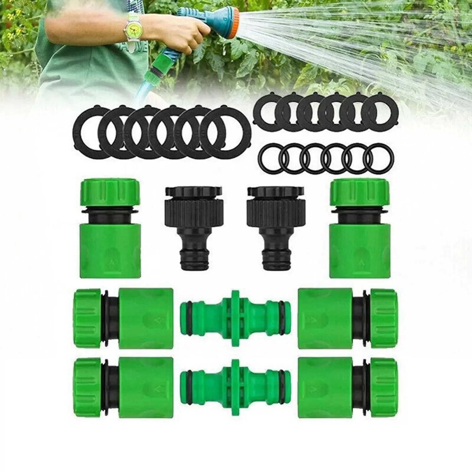 25pc Garden Faucet Hose Connector Set Hose Locking Buckle Fitting Leak-Proof Seal Load-Bearing Household Gardening Watering Tool