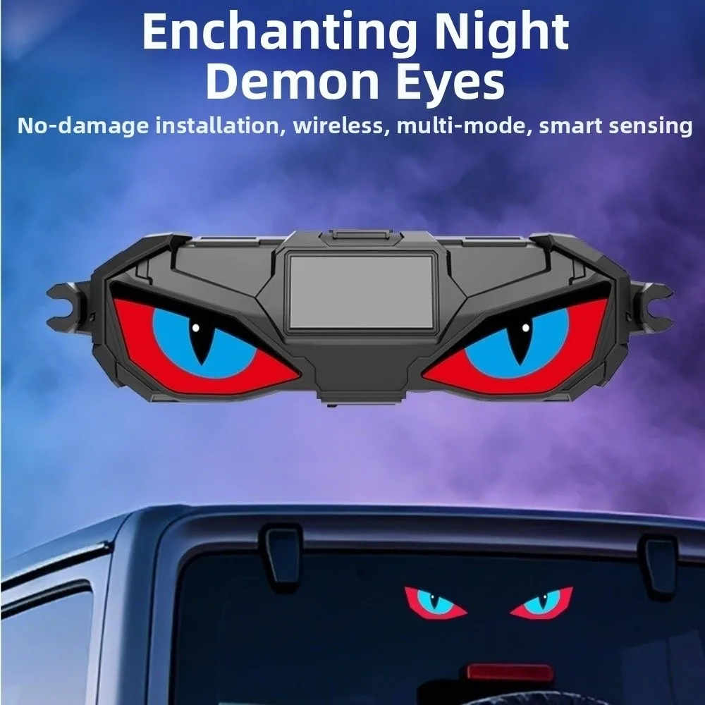 Wireless Solar LED Car Light Vibration Lights on Suction Cup Devil Eyes Car Lights Dynamic Display Car Atmosphere Light