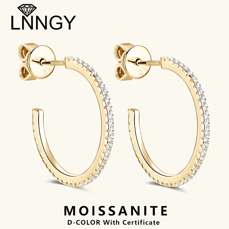 

Lnngy C-образные серьги с муассанитом, оригинальные серьги из стерлингового серебра 925 пробы для женщин, новинка 2025, модные повседневные украшения