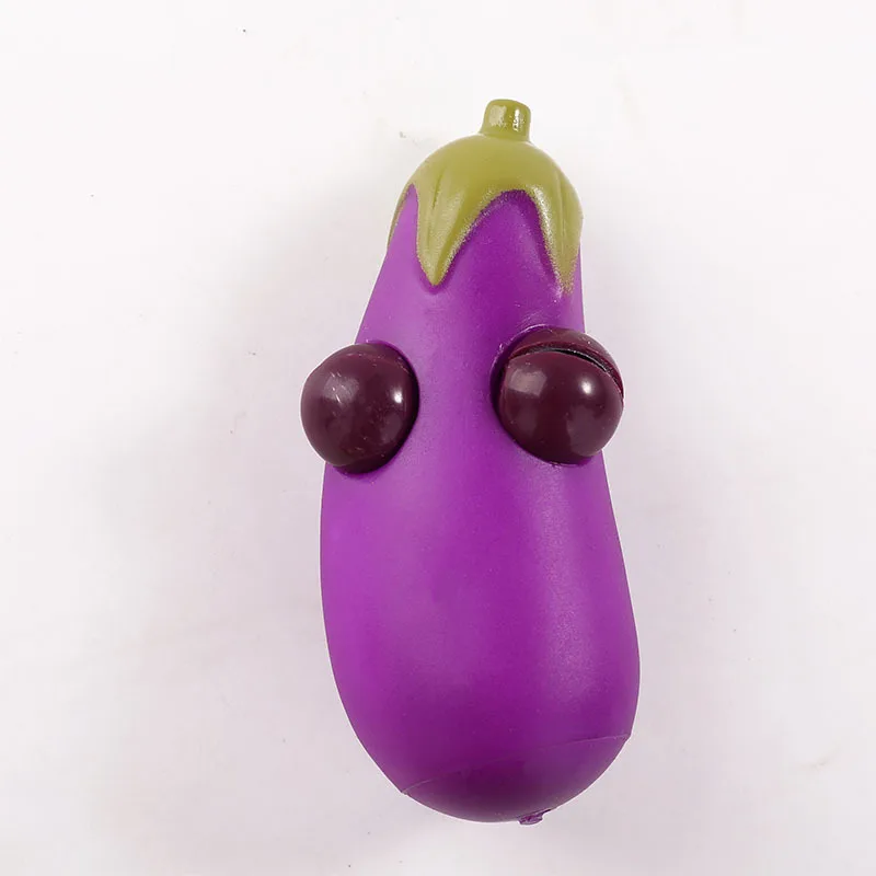 Anti-Stress Toy Eggplant With Narrow Eyes Squeeze Fidget Toys Squishy Funny Stress Relief For Kids Adults Gift Prop 1pcs J184