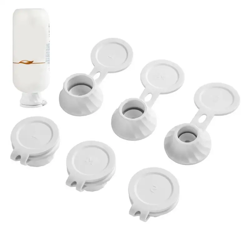 Condiment Container Lids Inverted Leak-Proof Bottle Lid 6PCS White Bottle Lid Set No Waste Bottle Lids For Condiment Containers