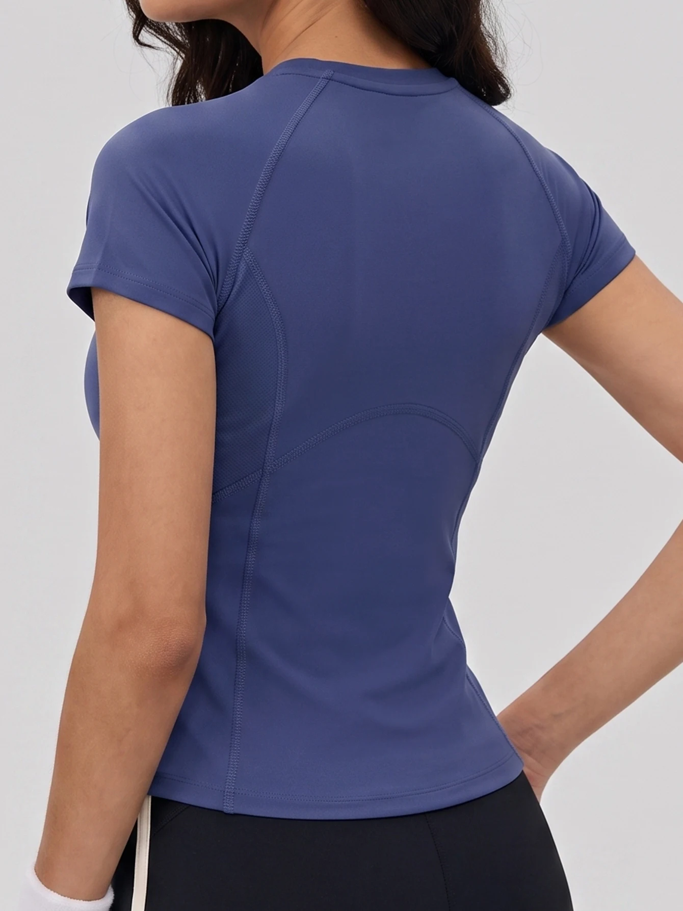 Women Cool Feeling Quick Dry Yoga T Shirt Round Neck Raglan Short Sleeve Mesh Breathable Slim Fit Workout Gym Sports Top For Low