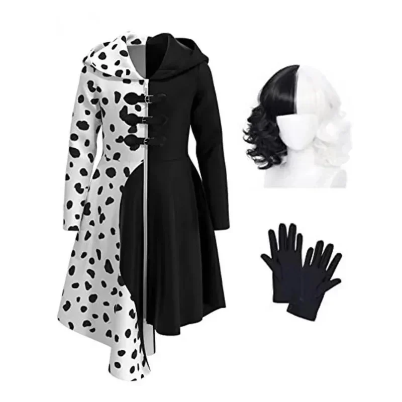 

2026 Anime Cruella De Vil Cosplay Costumes Maid Dress Halloween Costumes for Women Vestido Role Play Clothing IBL9X778 Party
