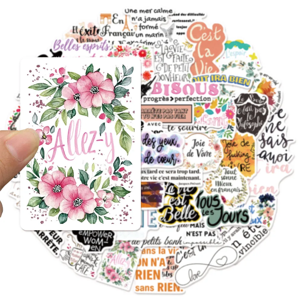 50PCS Kreative Französisch Inspirierende Graffiti Aufkleber DIY Gepäck Notebook Wasser Tasse Wasserdichte Aufkleber