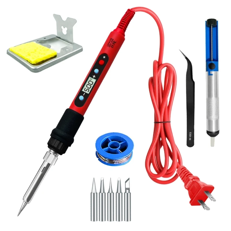 Soldering Iron Kits LCD Digital Soldering Pen Kits Ceramic Heaters 180°C-500°C Adjustable Temperature Soldering Kits