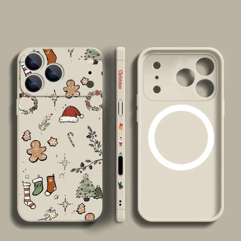 아이폰 17 프로 맥스 케이스 마그네틱 마그세이프 호환 진저브레드 크리스마스 케이스 아이폰 16 프로 맥스 14 13 12 11 16E 에어용