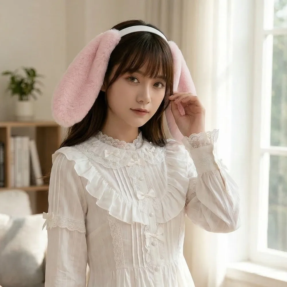 

Милый мягкий пасхальный ободок для волос с ушками кролика, удобная повязка на голову с ушками зайчика, милые меховые аксессуары для волос для праздников