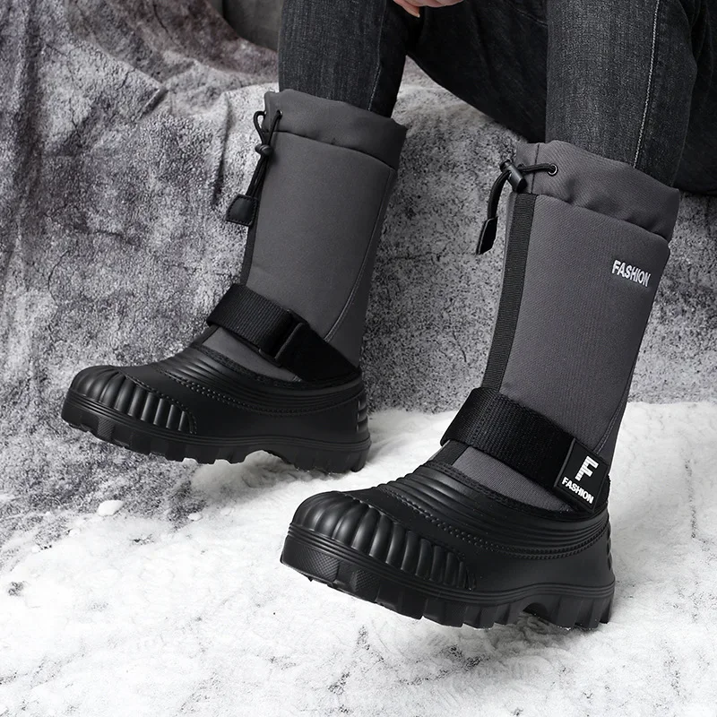 

Men Snow Boots Winter High Boots for Man Outdoor Travel Mid-calf Boots Elastic Non-slip Plus Velvet Keep Warm Winter Shoes