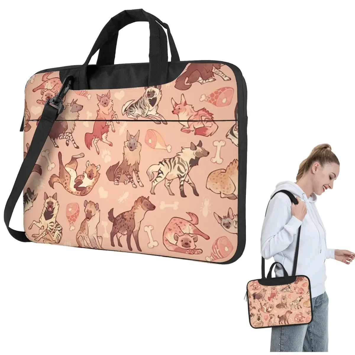

Hyenas In Orange Crossbody Laptop Bag Case Computer Bag Resistant Protective Notebook Pouch for Lenovo