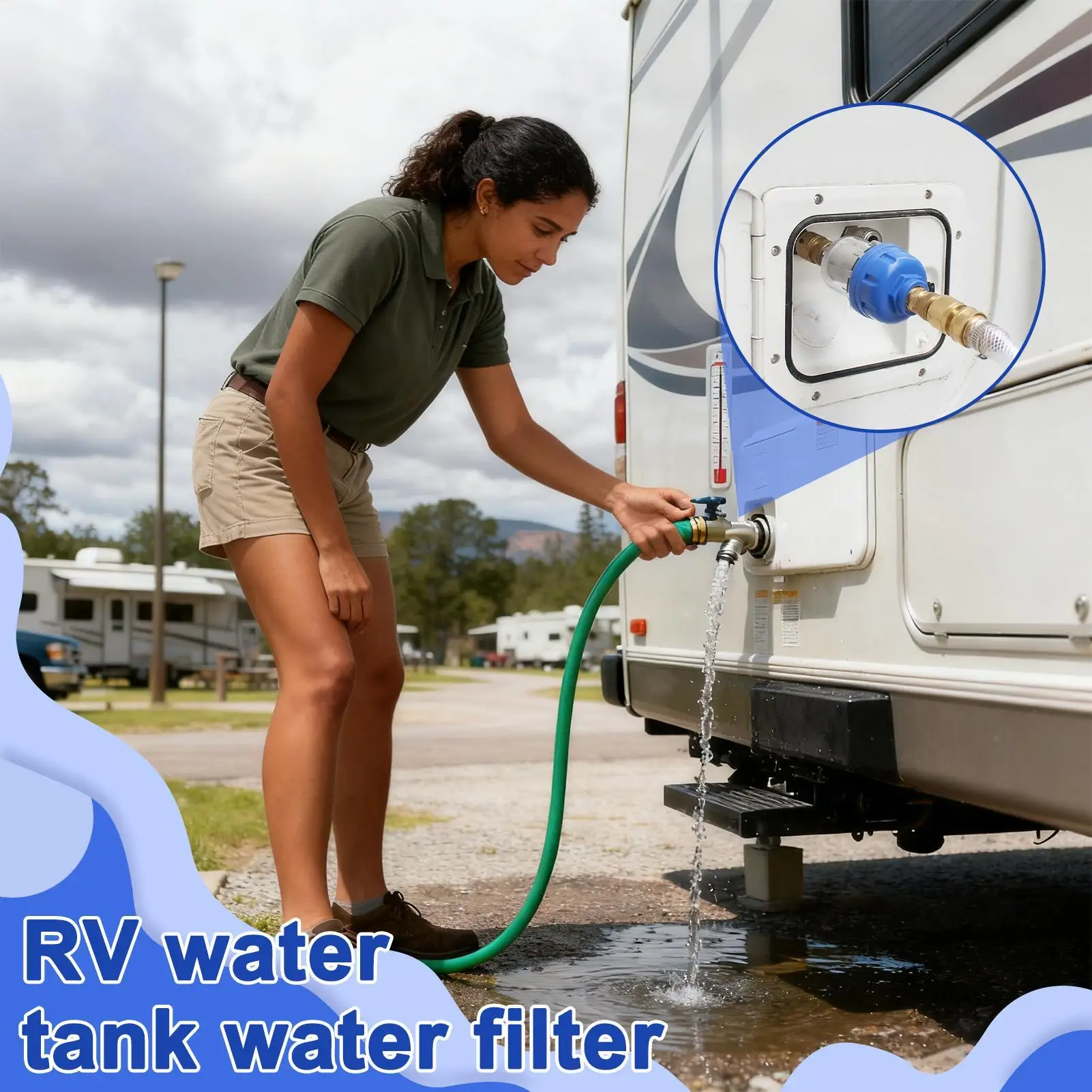 RV Water Filters Compact Faucet Purifier Camping Outdoor Faucet Impurity Filter For Travel Trailer Caravan Motorhome Marine