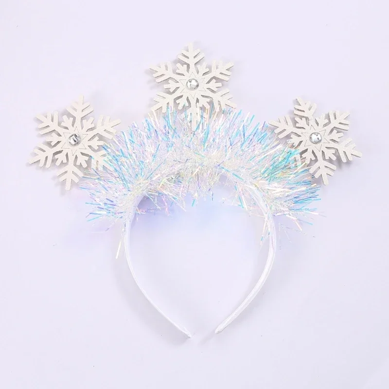 Children\'s White Snowflake Sequin Decorative Hair Hoop Christmas Headbands Stage Performance Props and Hair Accessories