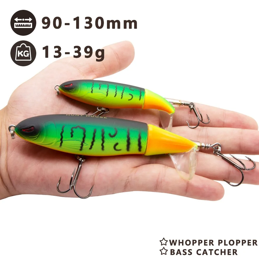 Hunthouse Whopper Plopper 90mm 130mm origin hooks Rotate wobblers Bass Propeller Hard Bait Floating lure Whopper Popper 9cm 13cm