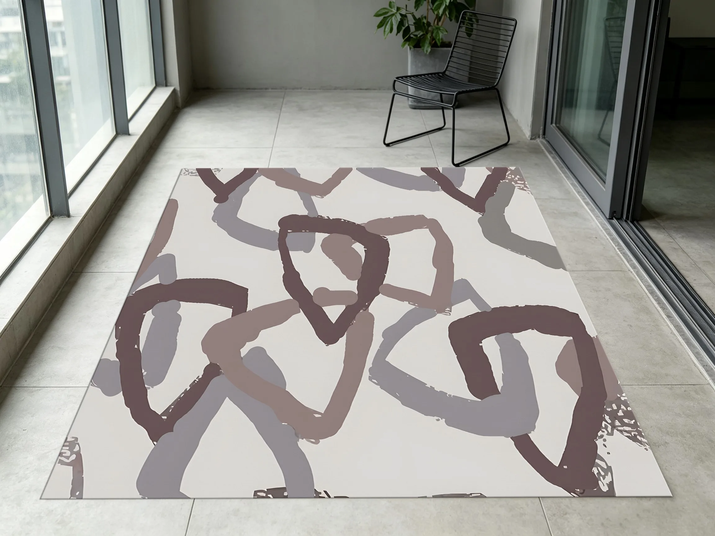 2D Large Rug Morandi Abstract Hand Painted Lines Minimalist Instagram Style Living Room Bedroom Carpet