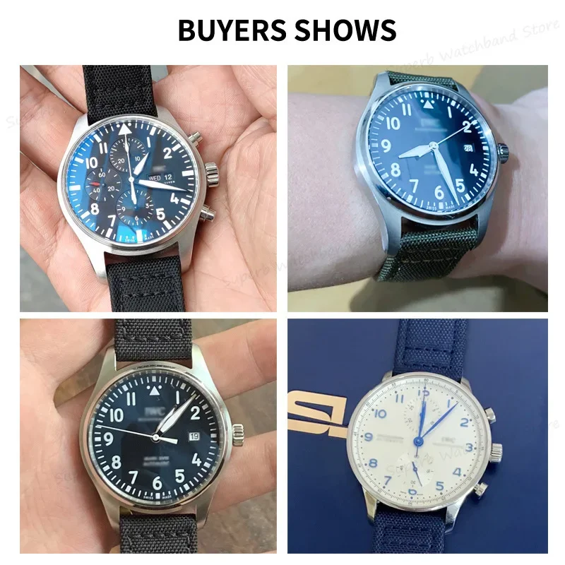 20 21 22mm Nylon Canvas Cowhide Leather Watch Strap for Men Bracelet Fabric Watchband for IWC National PortoFino Pilot Portugal
