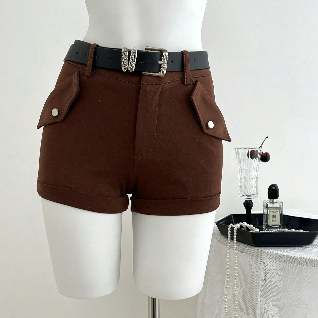 Shorts Pant Women Short Pants Slim Fit Low Waist Straight Trousers Y2k Streetwear Elegant Splice Work Casual Solid Summer 2026
