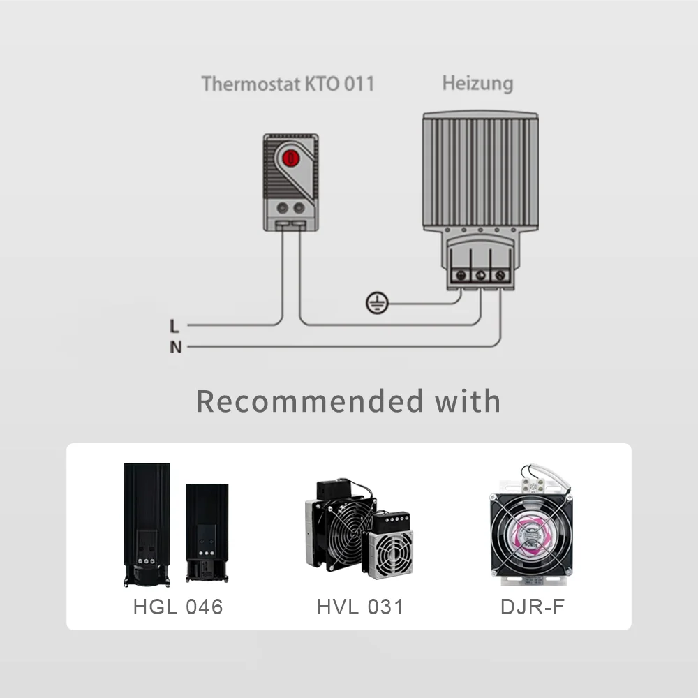 KTO011 Mechanical Bimetal Thermostat Switch Cabinet Temperature Controller For Heating With CE