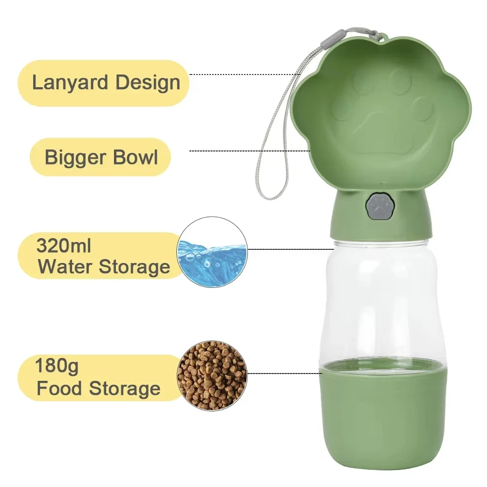 Hunde-Wasserflasche 2-in-1 Tragbare Auslaufsichere Haustier-Wasserschüssel mit Futterbehälter für Kleine und Große Hunde, Katzen, Welpen, Spaziergänge und Wanderungen – Detail 13