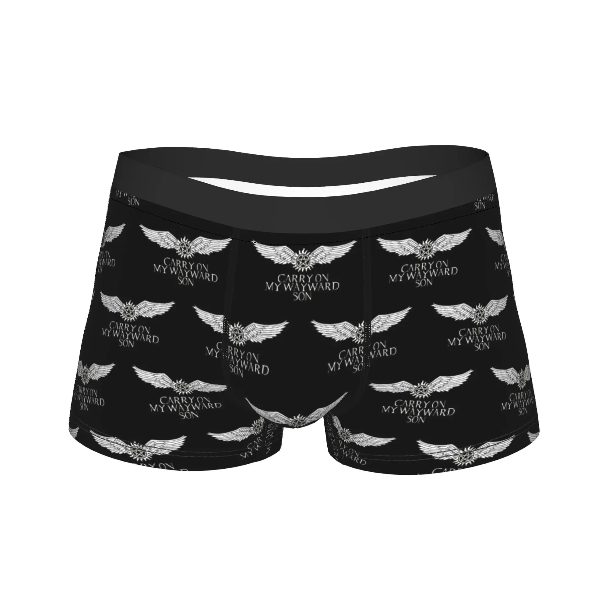 

Мужские трусы-боксеры с сверхъестественным крылом, шорты, трусы со средней талией, нижнее белье Dean Sam, мужские забавные трусы S-XXL