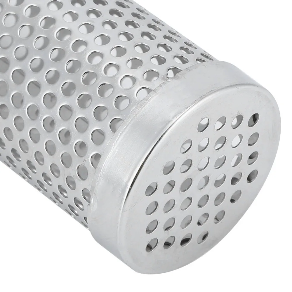 Stainless Steel BBQ Smoker Tube Silver 12 Inch Smoke Box Cylindrical Perforated Mesh Pellet Smoke Box Outdoor Picnic BBQ Camping