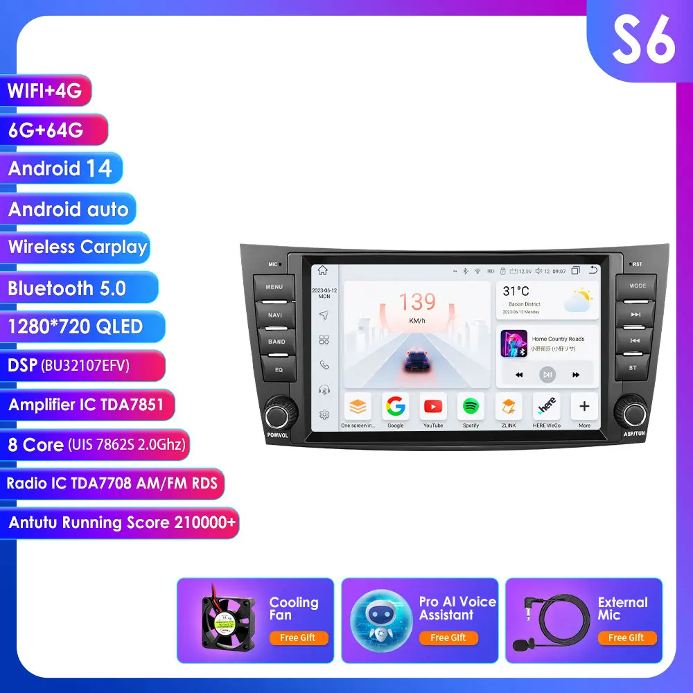 7862 2Din Android autoradio voor Mercedes Benz E-klasse W211 E200 E220 E300 E350 E240 E270 E280 W219 Multimedia GPS 4G-LTE Carplay