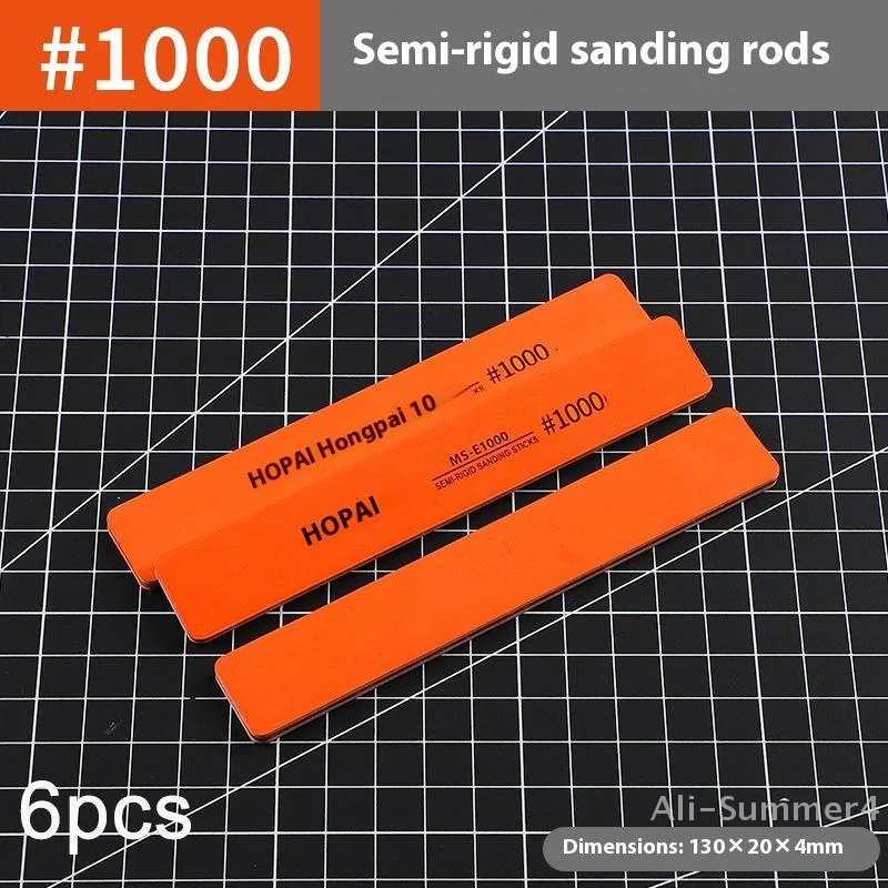 6Pcs MS-E400-1500 Semi-rigid Sanding Sticks Plastic Model Polishing Rod For DIY Assembling Model Build Tools