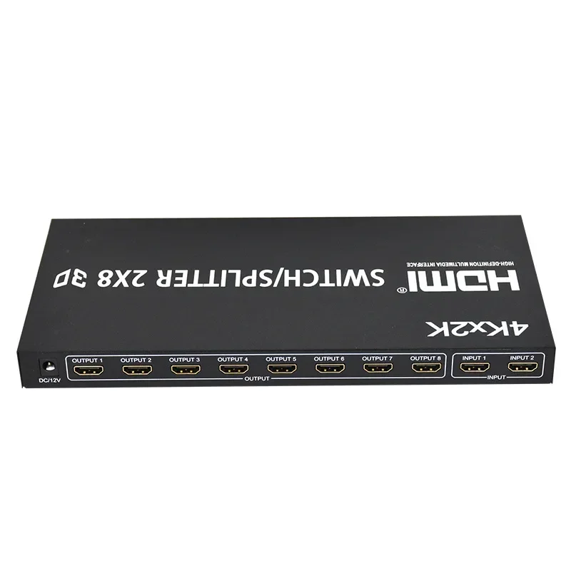 3D 4K 2x8 HDMI Switch Screen Splitter Video Converter 2 in 8 Out for PS4 DVD Camera Laptop PC To 2 4 6 8 TV Multi Screen Display