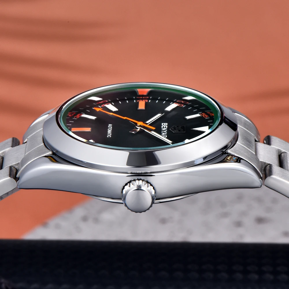 2025 جديد BENYAR تصميم العلامة التجارية موضة ساعات للرجال الياقوت مرآة الميكانيكية ساعات رجالية مقاوم للماء ساعة من الفولاذ المقاوم للصدأ