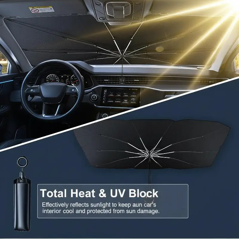 UV Protection Car Windshield Sunshade Foldable Multifunctional Heat Insulation Portable Auto Sun Umbrella for Summer Travel