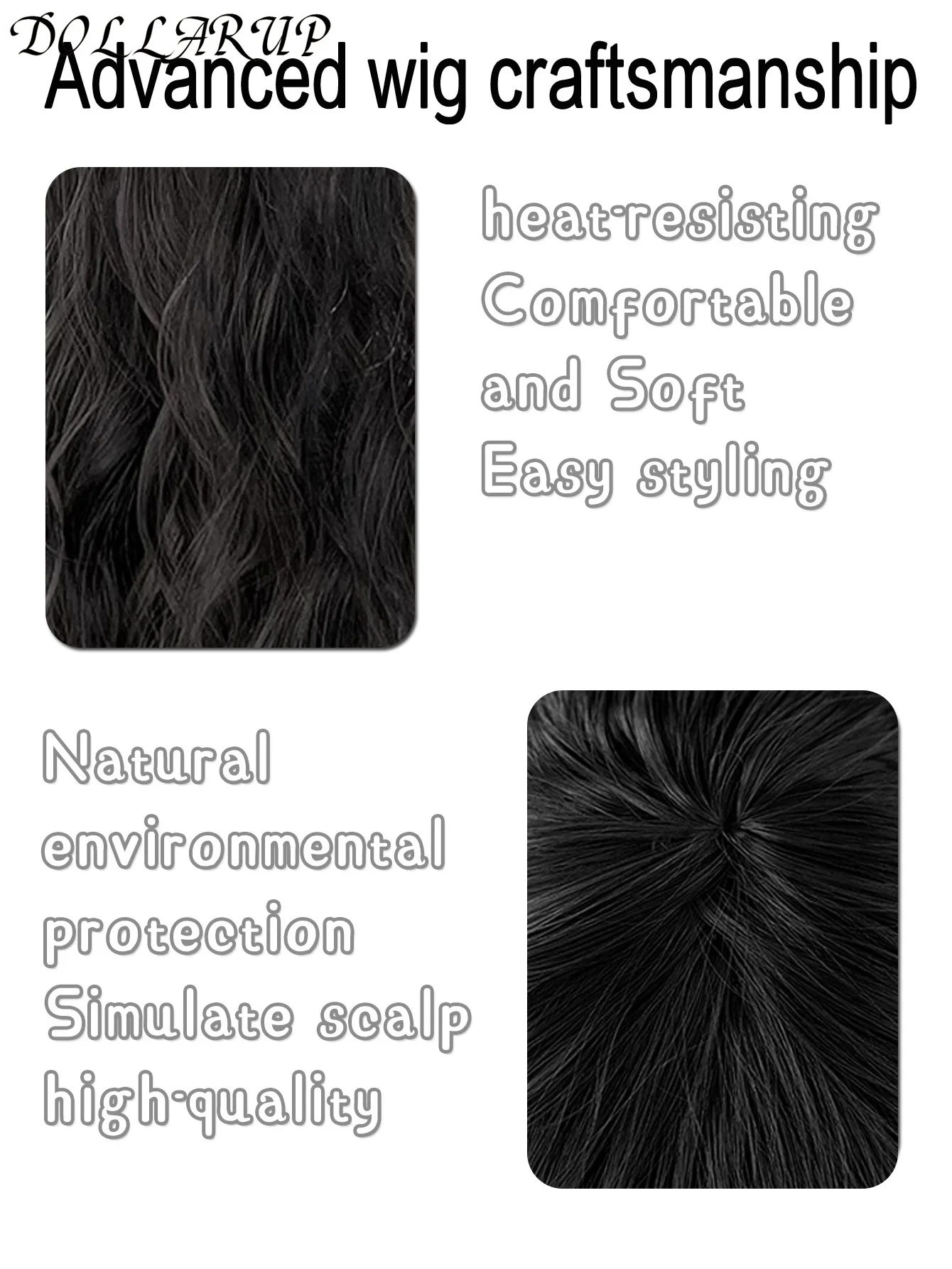 شعر مستعار JKL أسود ذهبي فاتح مجعد بوب مع غرة تموج الماء - شعر صناعي قصير للحفلات التنكرية والارتداء اليومي وتصفيف الأزياء #4