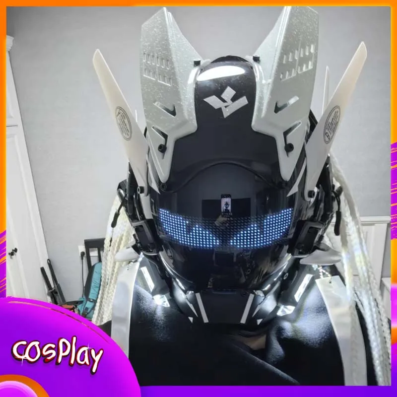 

Маска в стиле киберпанк со светодиодным экраном, костюм для косплея, механический костюм с управлением через приложение, носимый шлем 1:1, реквизит для вечеринок на Хэллоуин, подарок