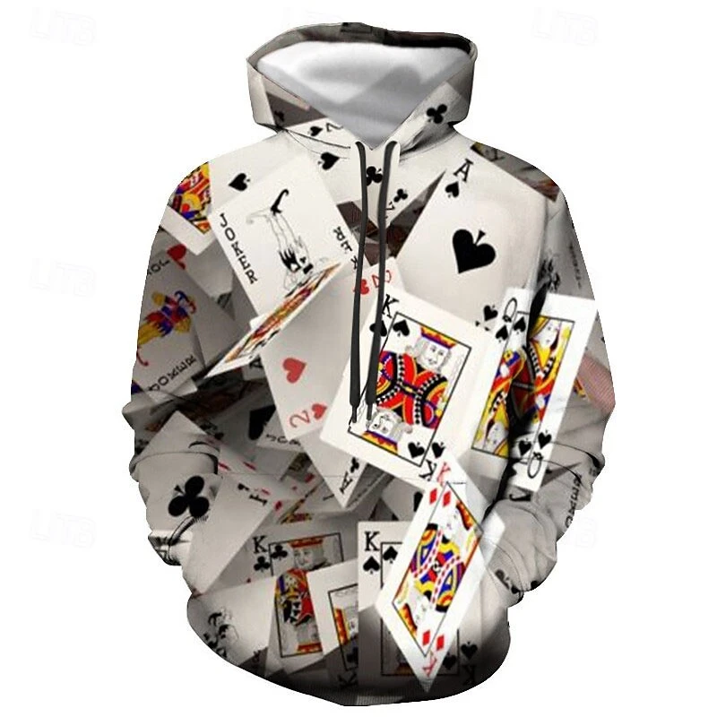 Tendência poker gráficos hoodie moda outono manga longa dos homens legal 3d impresso hoodies solto streetwear personalização camisolas