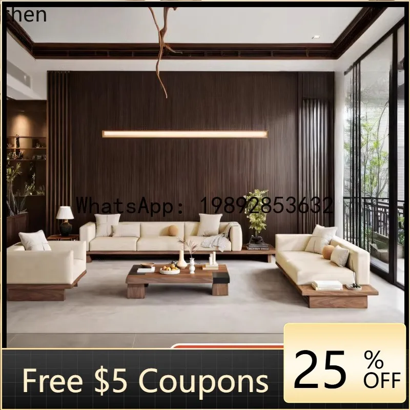 

AB wabi-sabi modern simple sofa combination villa clubhouse zen new Chinese Song aesthetic living room sofa
