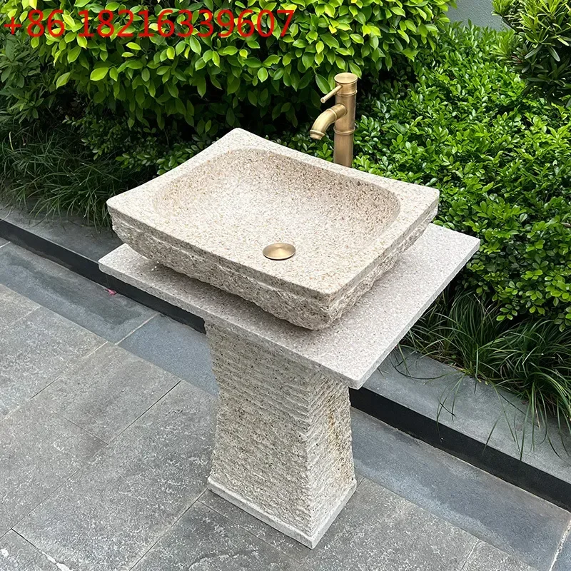 YAO Natural Stone Wash Basin Outdoor Courtyard Sink Marble Terrace Basin Garden Vegetable Washing Bowl Durable Patio Hand Wash