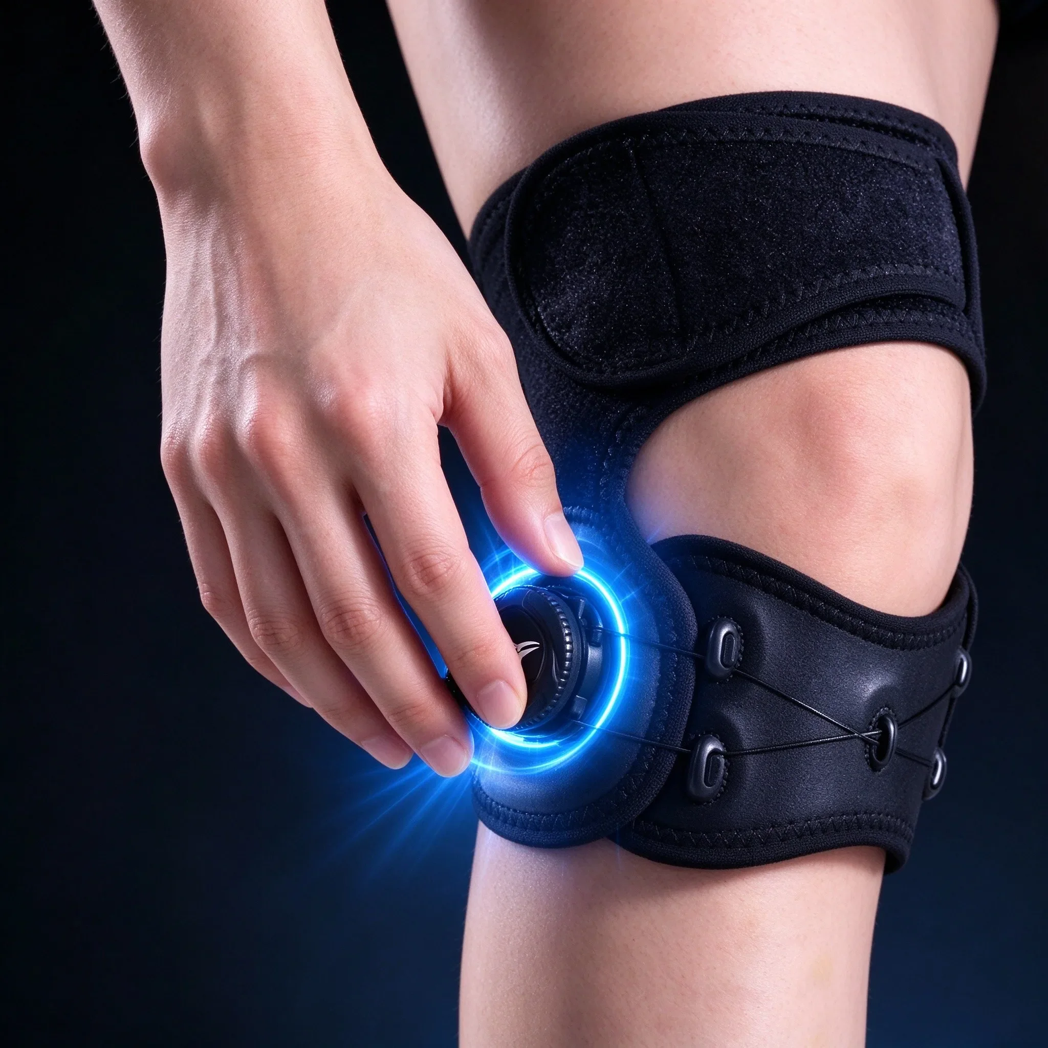 1PCS Rotating Dial Patella Knee Stabilizer, Custom Compression Knee Brace with Detachable Silicone Pad, Sports Knee Support