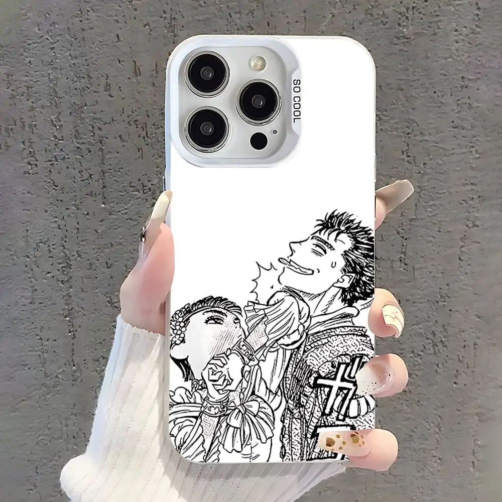 Etui na telefon Comic B-Berserk Guts Casca do iPhone 17,16,15,14,13,12,11,Pro,XS,Max,Plus,Mini,SE Białe Cukierkowe Matowe Odporne na Wstrząsy