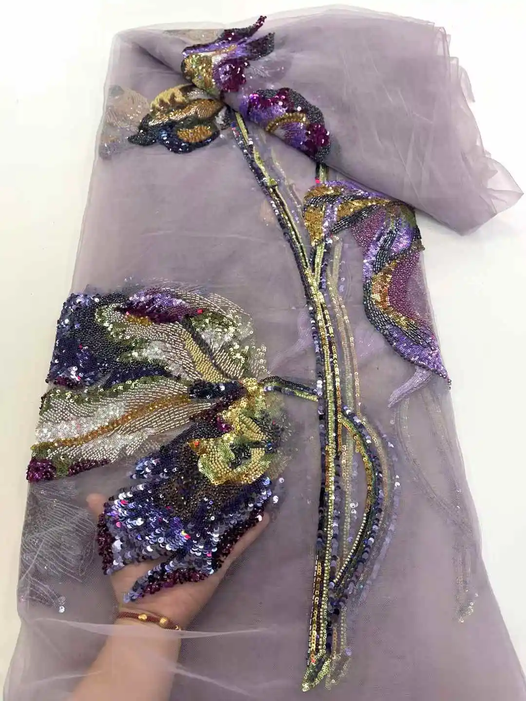 الراقية اليدوية مطرز أقمشة الدانتيل التطريز الدانتيل الفرنسي فستان الزفاف المطرزة أكوا تول النسيج