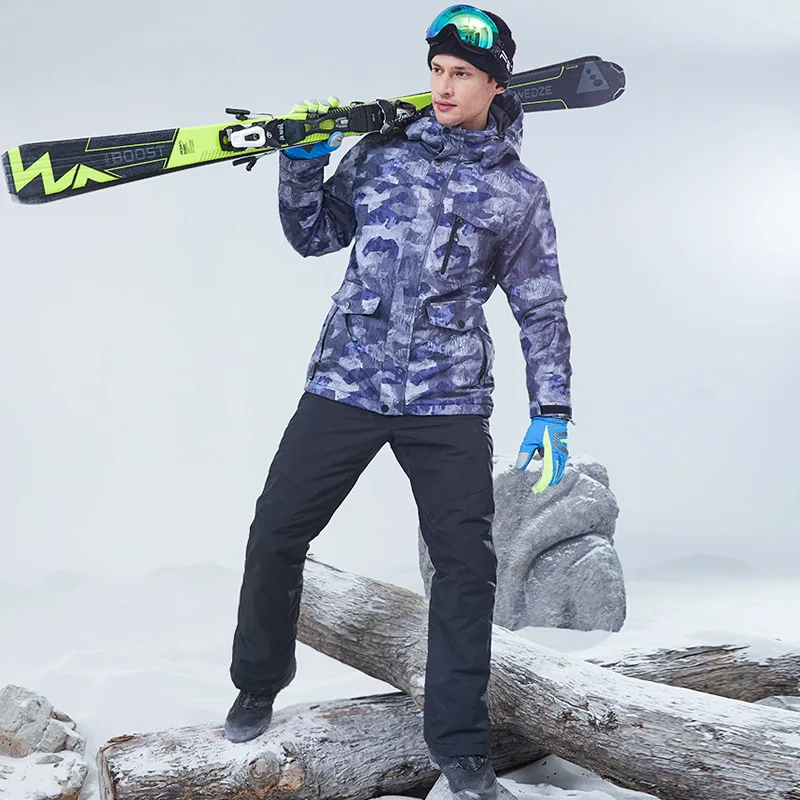 Cattreasure الشتاء بدلة تزلج مقاومة للماء للرجال يندبروف سميكة الدافئة بدلة التزلج في الهواء الطلق الذكور على الجليد سترة وسراويل #3