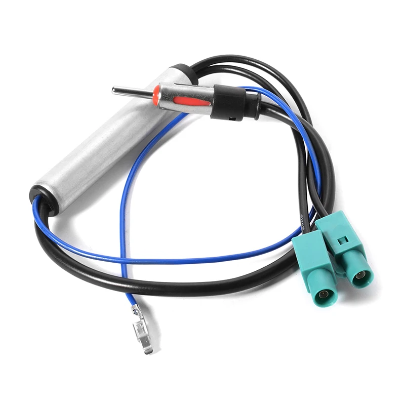 Car Radio Antenna AM/FM Audio Radio Signal Amplifier Dual To DIN RF Radio Antenna Aerial Adapter Cable For