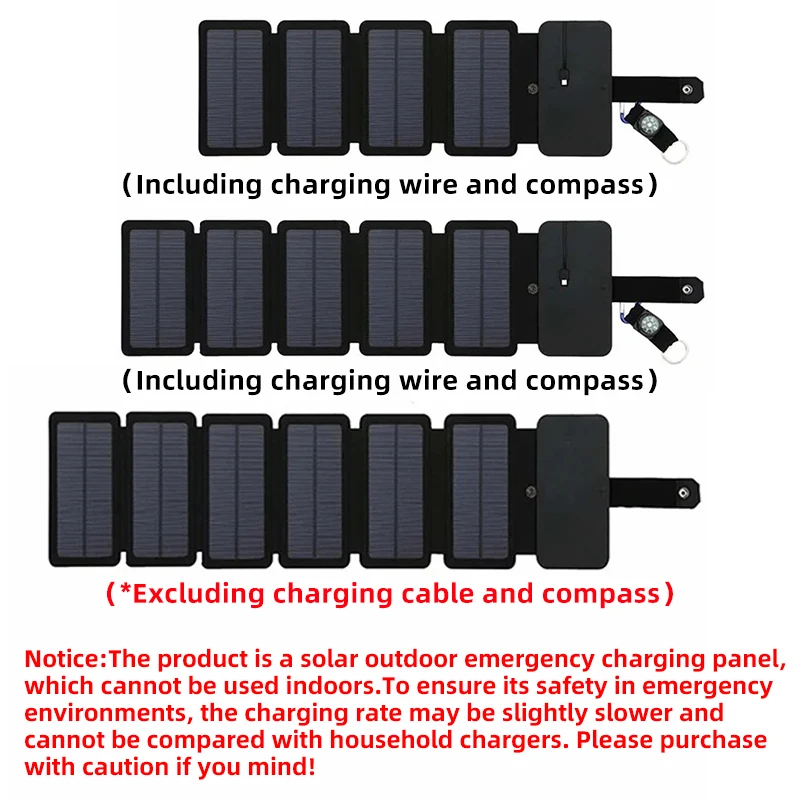 Pannello di ricarica solare portatile multifunzionale esterno Dispositivo di uscita USB pieghevole 5V 1A Strumento da campeggio Uscita ad alta