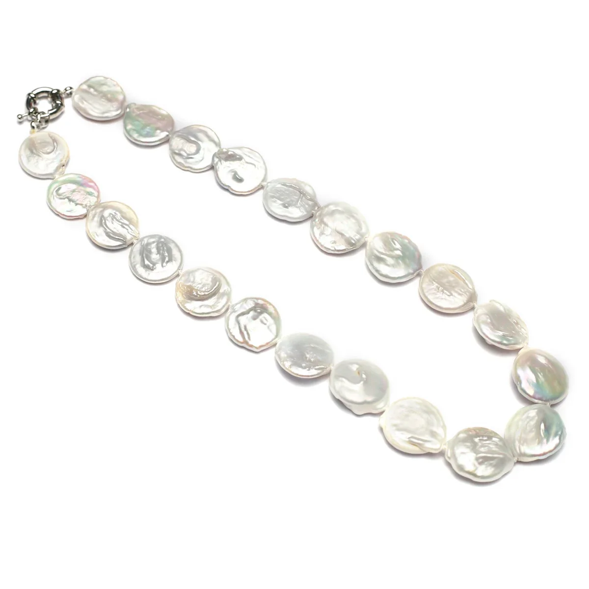 16-17mm 4A Natural Freshwater White Pearl Baroque Large Round Flake Bead Jewelry Make DIY Necklace Bracelet Accessories 43-45cm