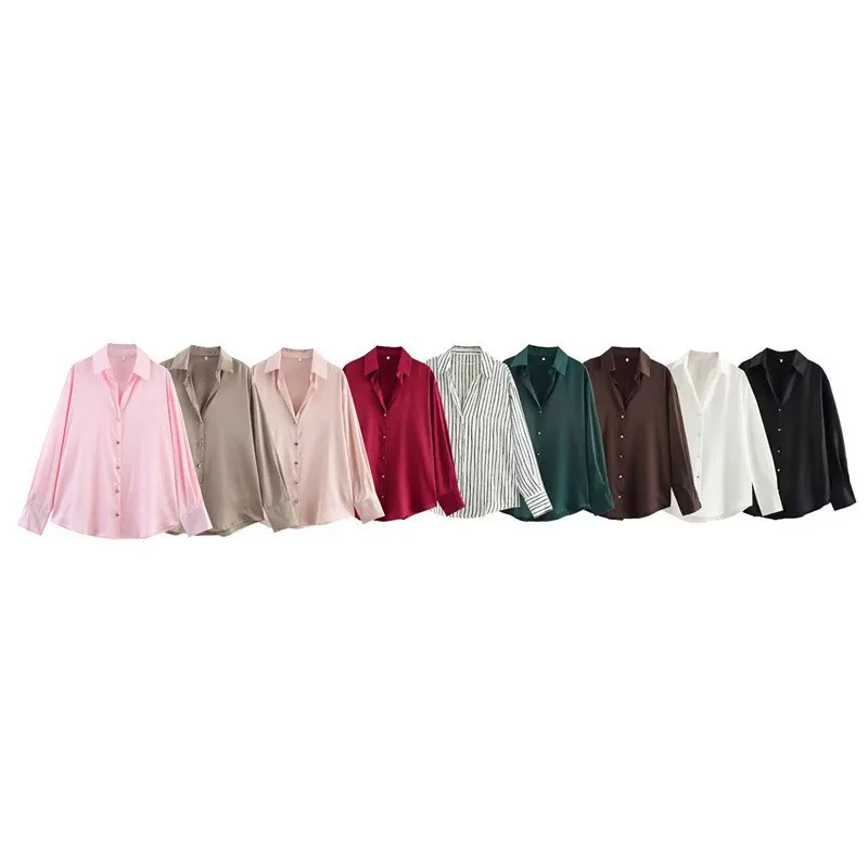 Camicia a maniche lunghe classica alla moda, vestibilità ampia, tinta unita, elegante e versatile