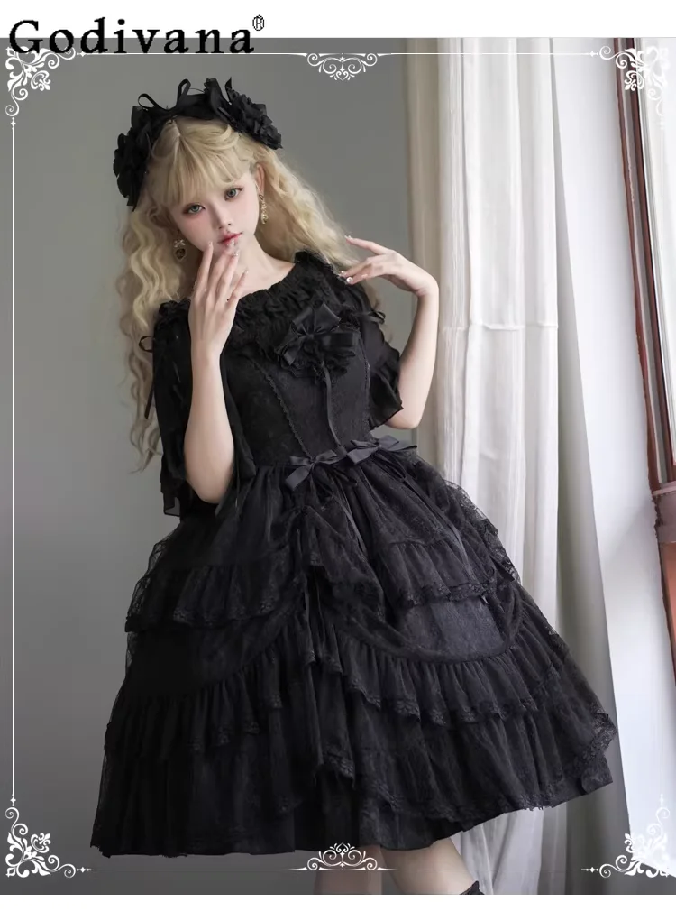 

Элегантное весенне-летнее ретро-платье JSK в стиле Лолита с завышенной талией, А-силуэт, для девочек, с эффектом омоложения, многоярусное, на бретельках, в виде рубашки