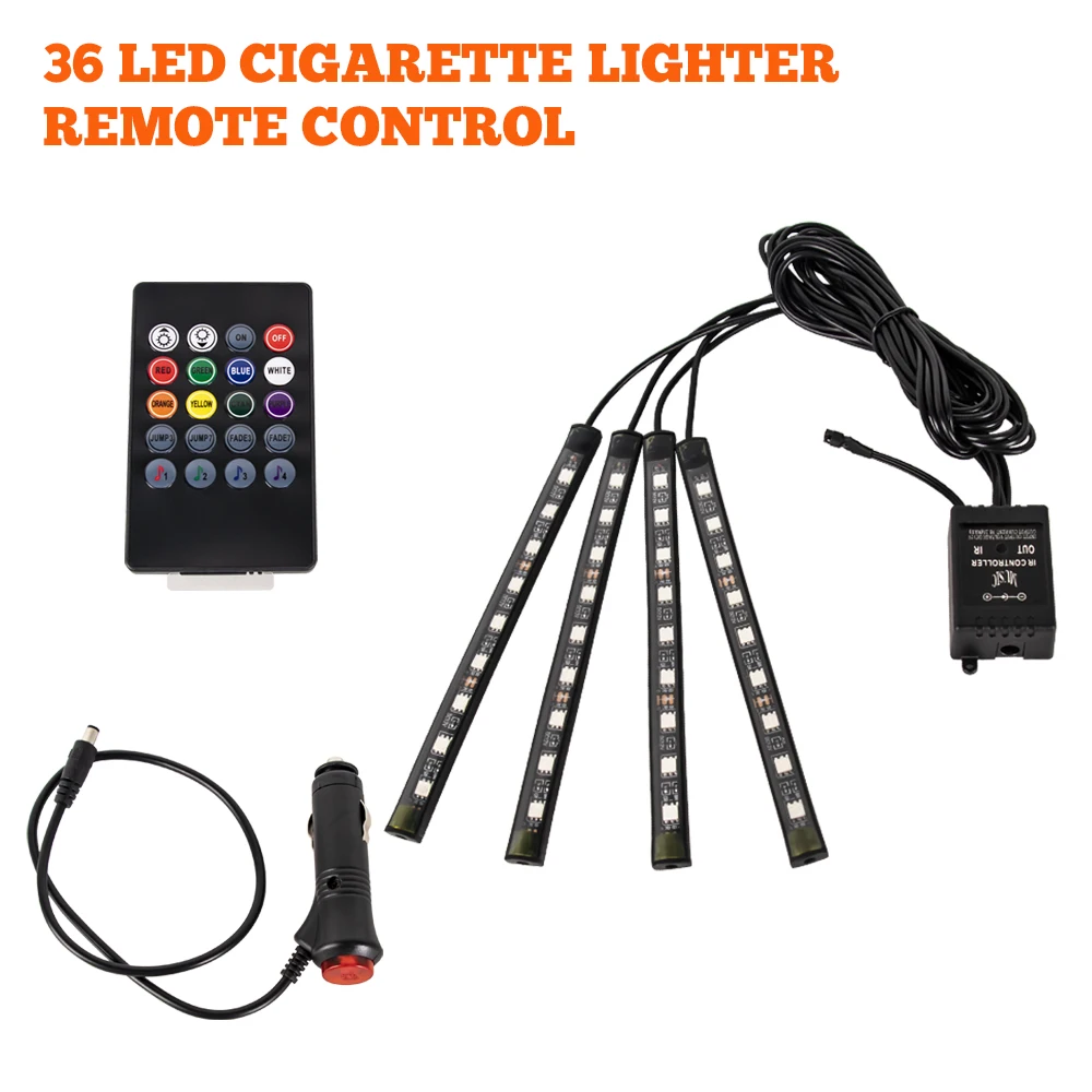 Neon 48 72 LED auto-interieur omgevingsvoetlicht met USB draadloze afstandsbediening muziek app-bediening auto RGB sfeer decoratieve lampen