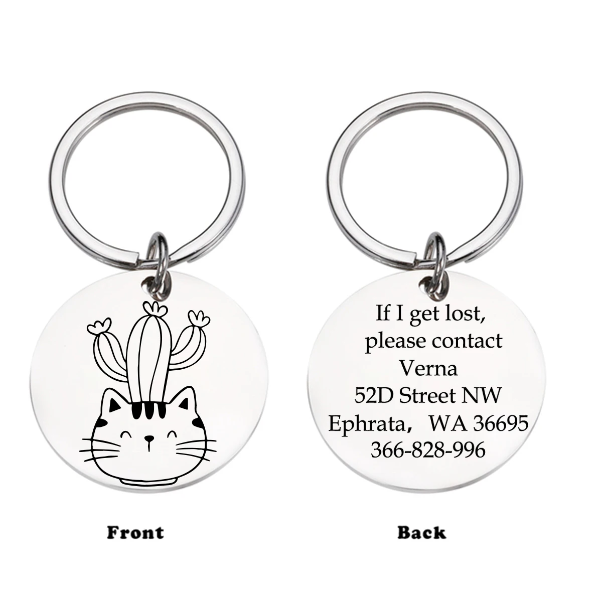 1pc Lovely Cats and cacti Custom address Customized Cat Tags
