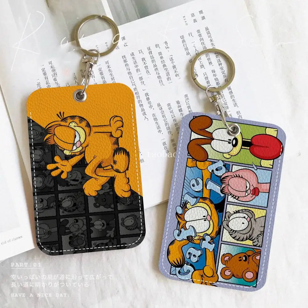 G-Garfields Cartoon Cute Cartoon Inteated Elevator Card Acc Control Card Keychain Protective Cover Gift Keychain