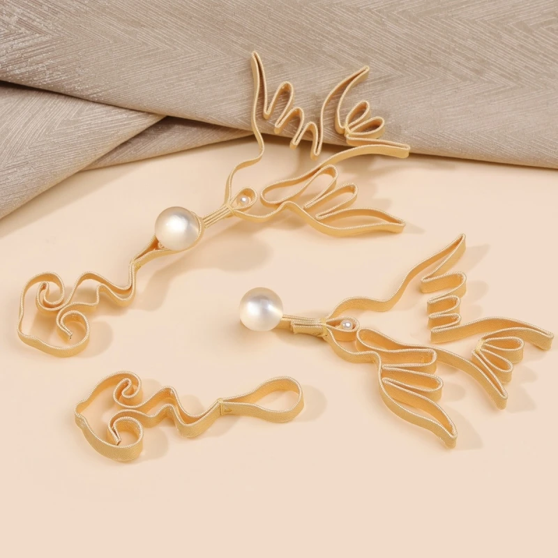 Pankou Frog Buttons Auspicious Cloud Swallow Pearl Hard Flower Filled for Qipao Hanfu Tang Suit Sewing Supplies 1pcs