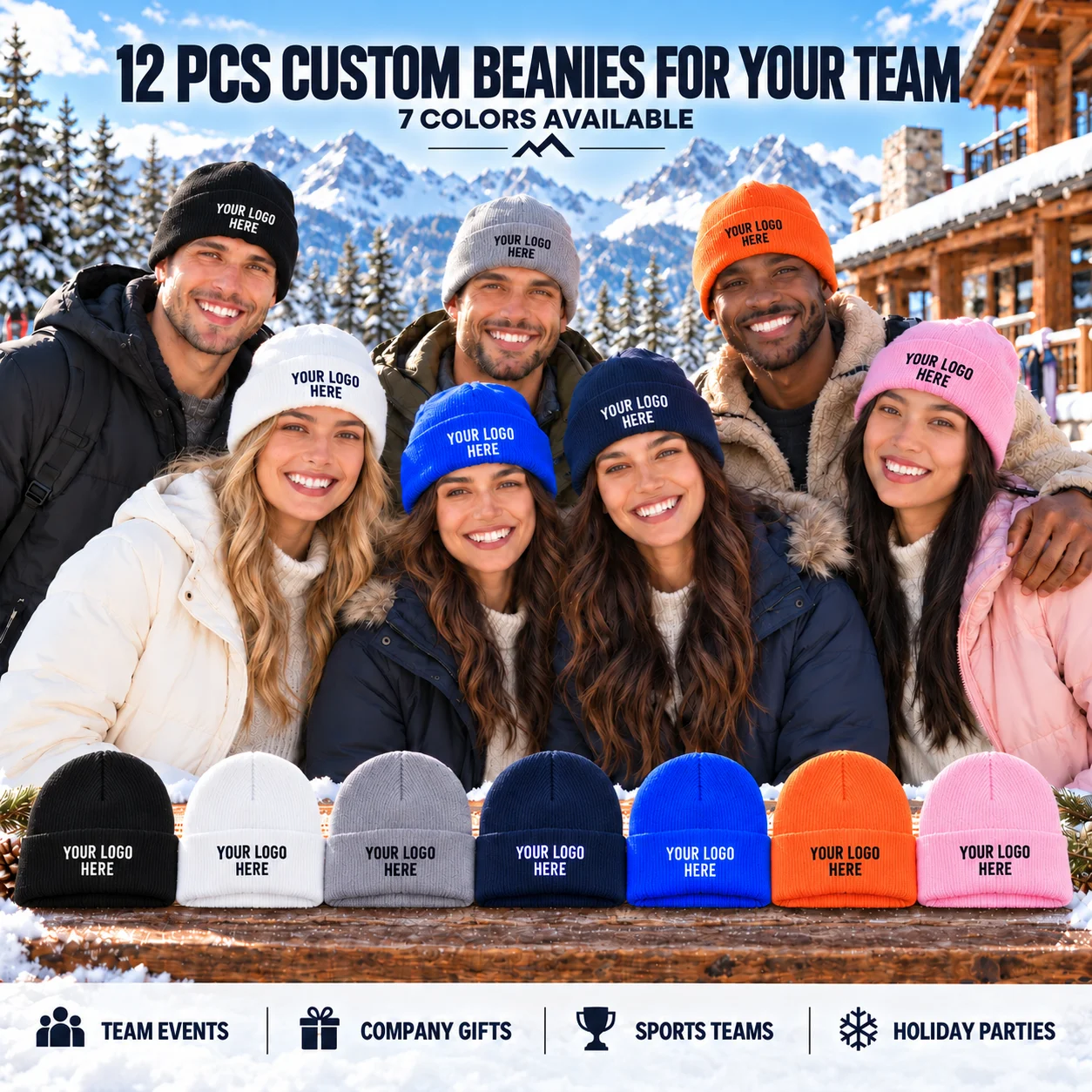 Knit Beanie Hat Warm - 12pcs Custom Beanies Personalized Logo Text