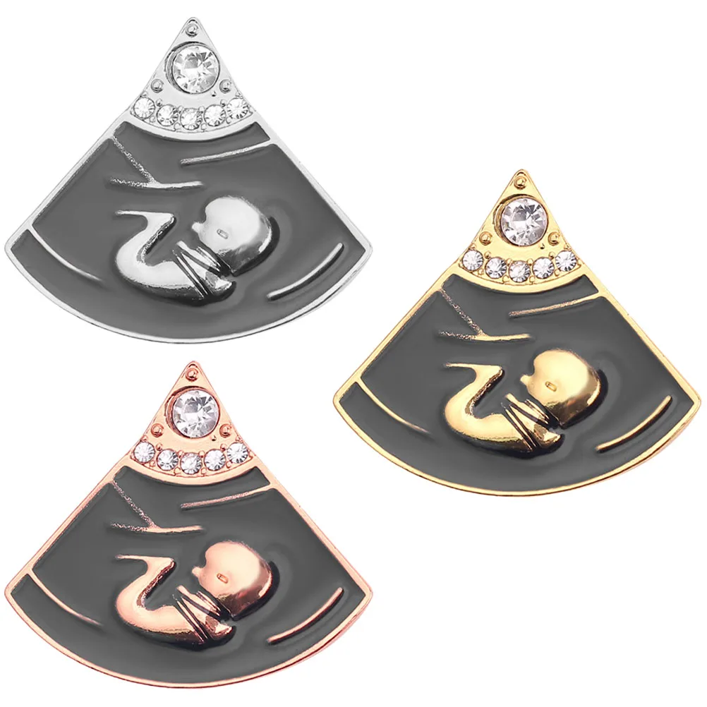 

3 Pcs Baby Brooch Pins Embryo Badge Alloy for Clothes European American Style Lapel Pins Chic Embroidery Decor