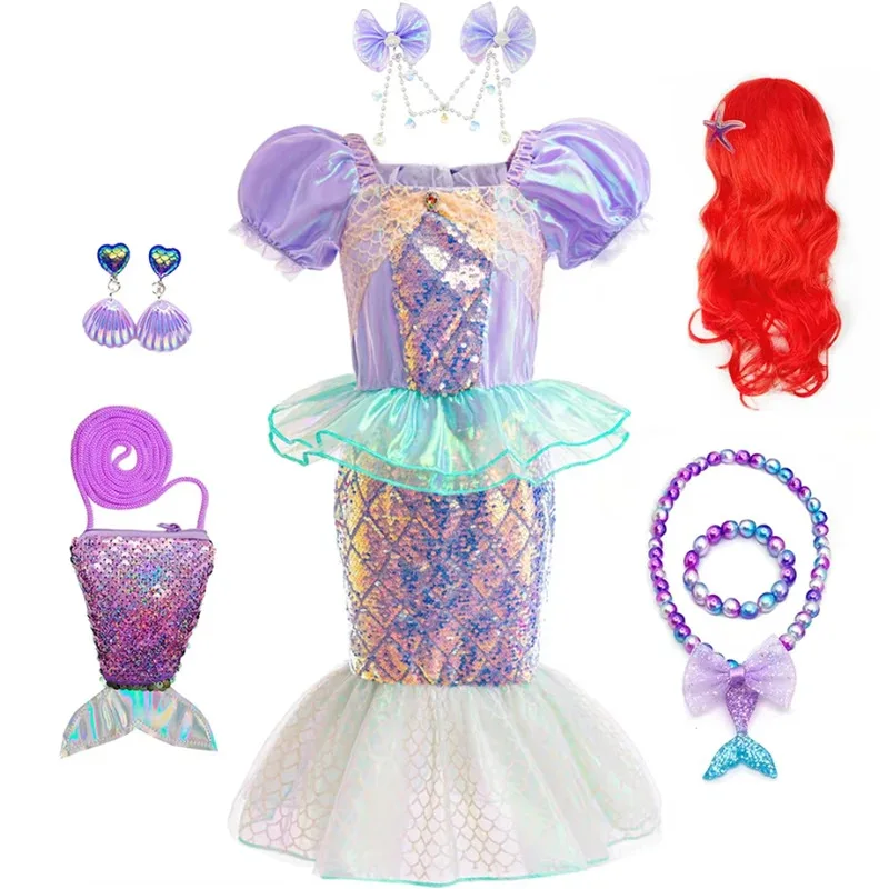 

Mermaid Sequin Dress Kids Cosplay Princess Fantasy Costume Sets Girls Birthday Gift Children Event Festival Party Clothes