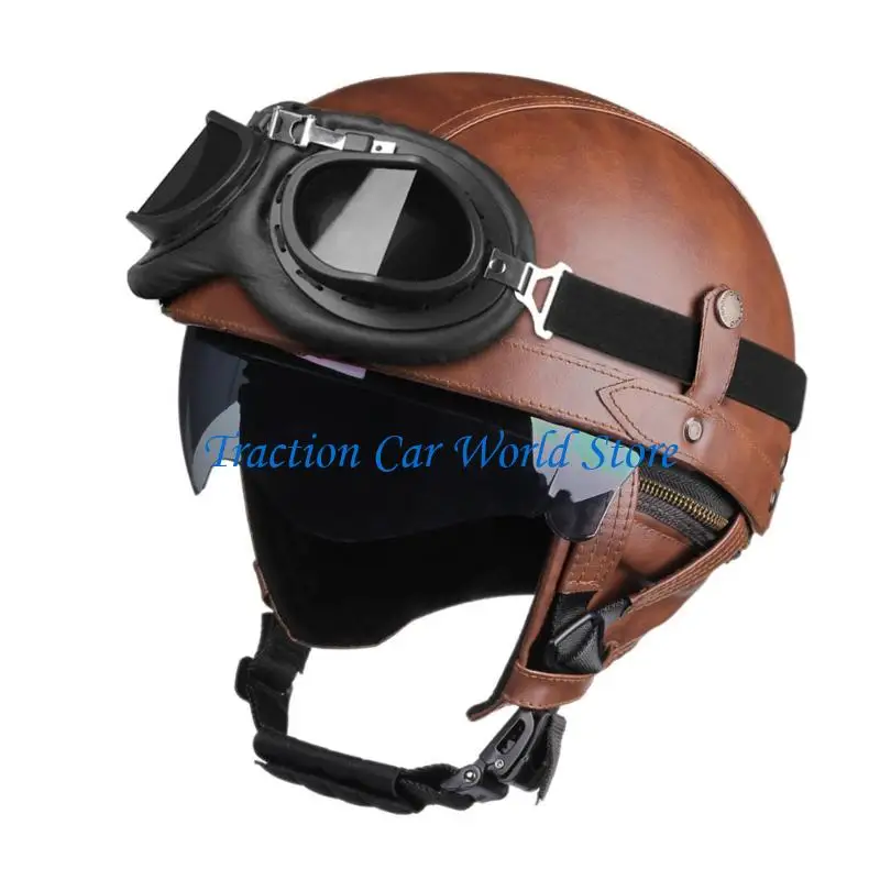 

L9BC Classical 3/4 Open Face Motorcycle Helmets with Adjustable Interior Safety Helmets Comfortable for Men & Women